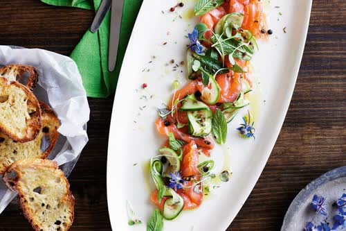 http://www.delicious.com.au/recipes/gin-cured-salmon-cucumber-lime/3453b582-9f83-43a2-a7be-1f6ef5e79d50