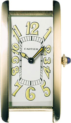 The Tank Cintre by Cartier London, dated to 1929 and gifted by Fred Astaire to his friend and racehorse trainer Felix Leach Jr, which had a dial with a combination of Arabic Numerals and chemin de fer minute track; this watch is presently part of the Cartier Collection 
