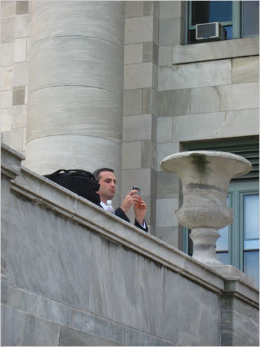 Pharma rep spying on dissent. NY Times photo.