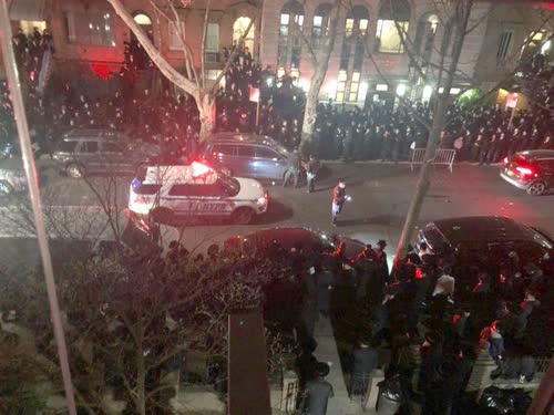 A funeral in Williamsburg on Sunday night.