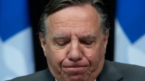 Quebec Premier Franois Legault paused as he announced the province had recorded more than 5,000 deaths from COVID-19. (Jacques Boissinot/The Canadian Press)