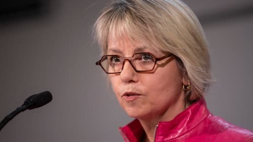 Dr. Bonnie Henry, B.C.'s provincial health officer, speaks to reporters about the coronavirus on Tuesday. (Ben Nelms/CBC)