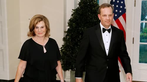 Elizabeth Uihlein and Uline executive Jacob Peters are seen arriving at a September 2019 State Dinner at the White House honouring Australian Prime Minister Scott Morrison. Uihlein recently revealed that she has COVID-19. (Paul Morigi/Getty Images)