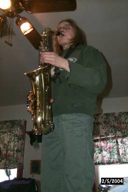 Caitlin plays sax 2004