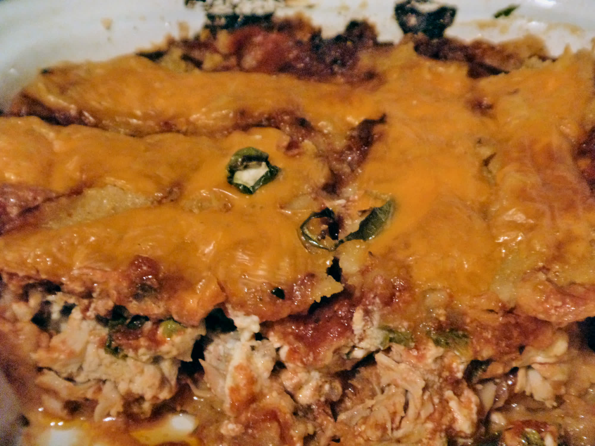 Chicken tamale pie with ricotta and spinach.